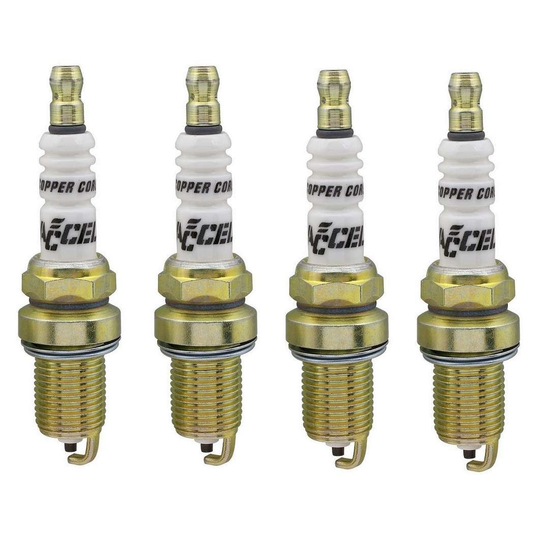 ACCEL Spark Plug - 14 mm Thread - 0.750 in R - Gasket Seat - Resistor - Set of 4