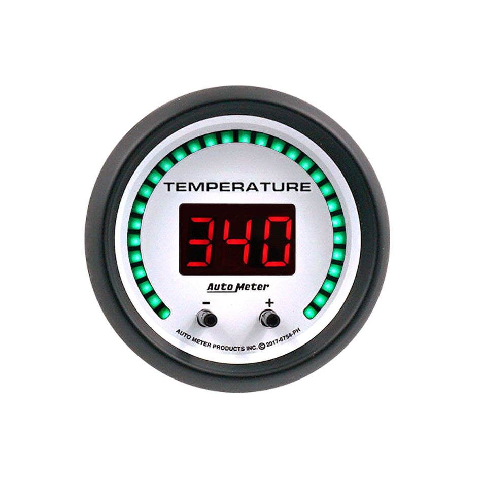 Auto Meter Phantom Elite Temperature Gauge - Digital - Electric - 60-340° F/40-170° C - 2-1/16" - White Face