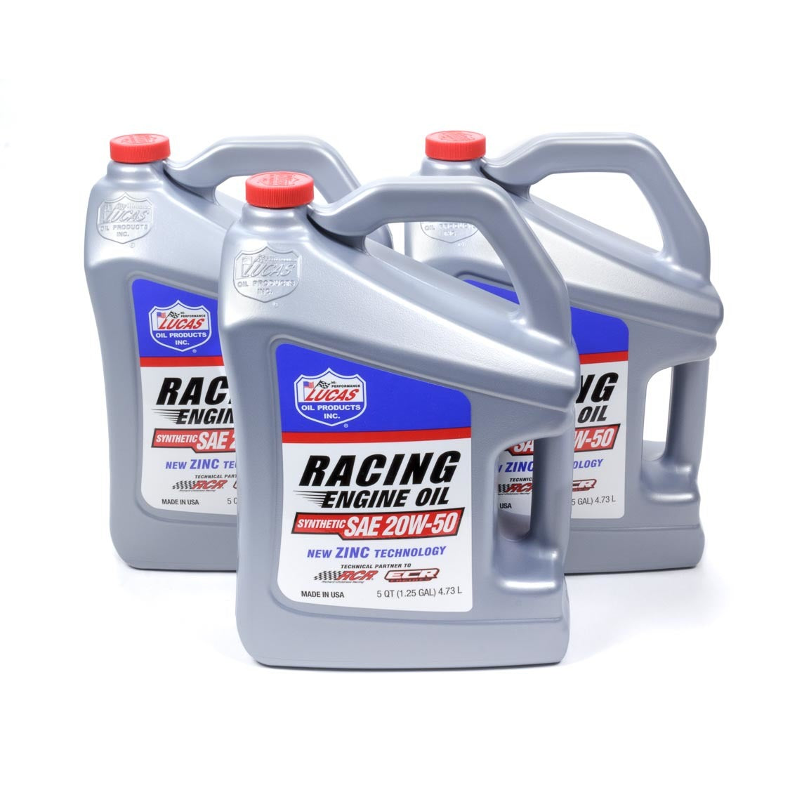 Lucas Oil Products Racing High Zinc 20W50 Synthetic Motor Oil - 5 Quart Jug - Set of 3
