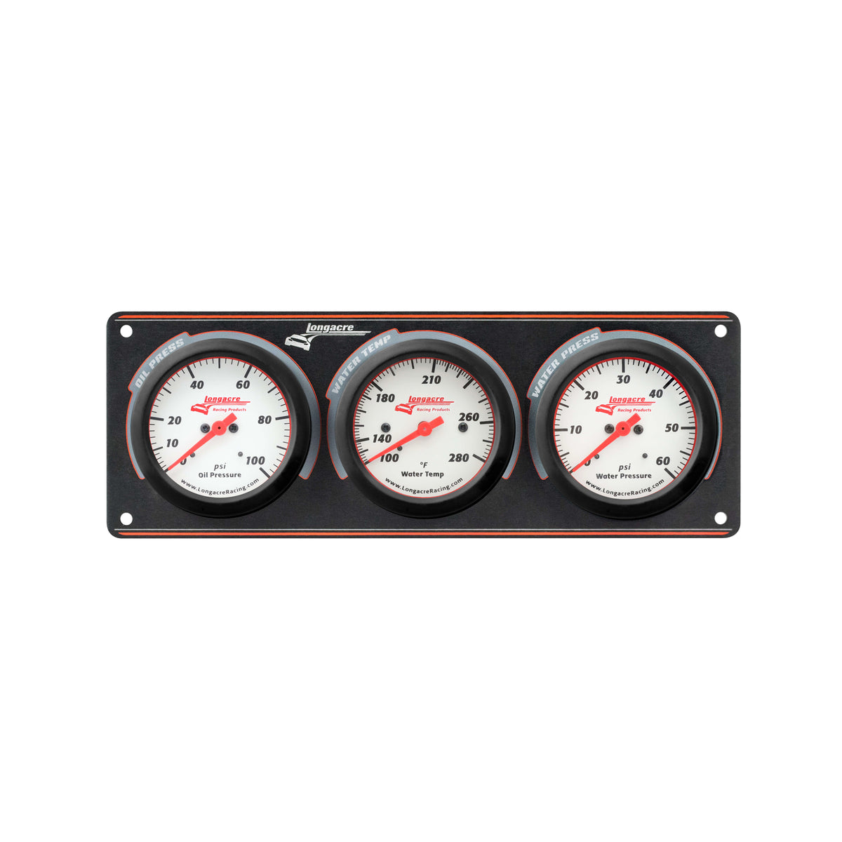 Longacre Sportsman Elite 3 Gauge Panel - Oil Pressure/Water Temperature/Water Pressure