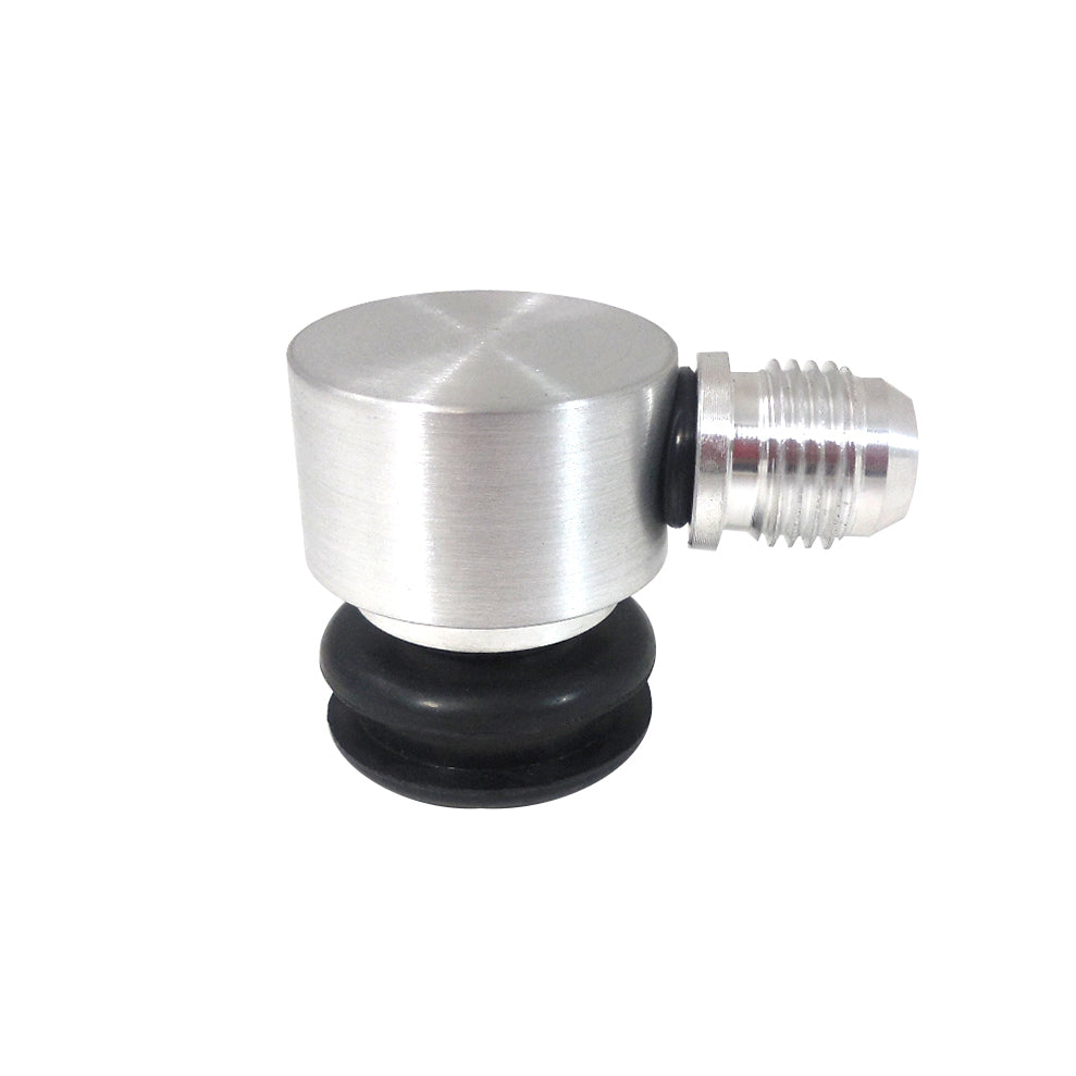 Racing Power Brake Booster Check Valve - 6 AN Male Inlet - 6 AN Male Outlet - Aluminum - Satin