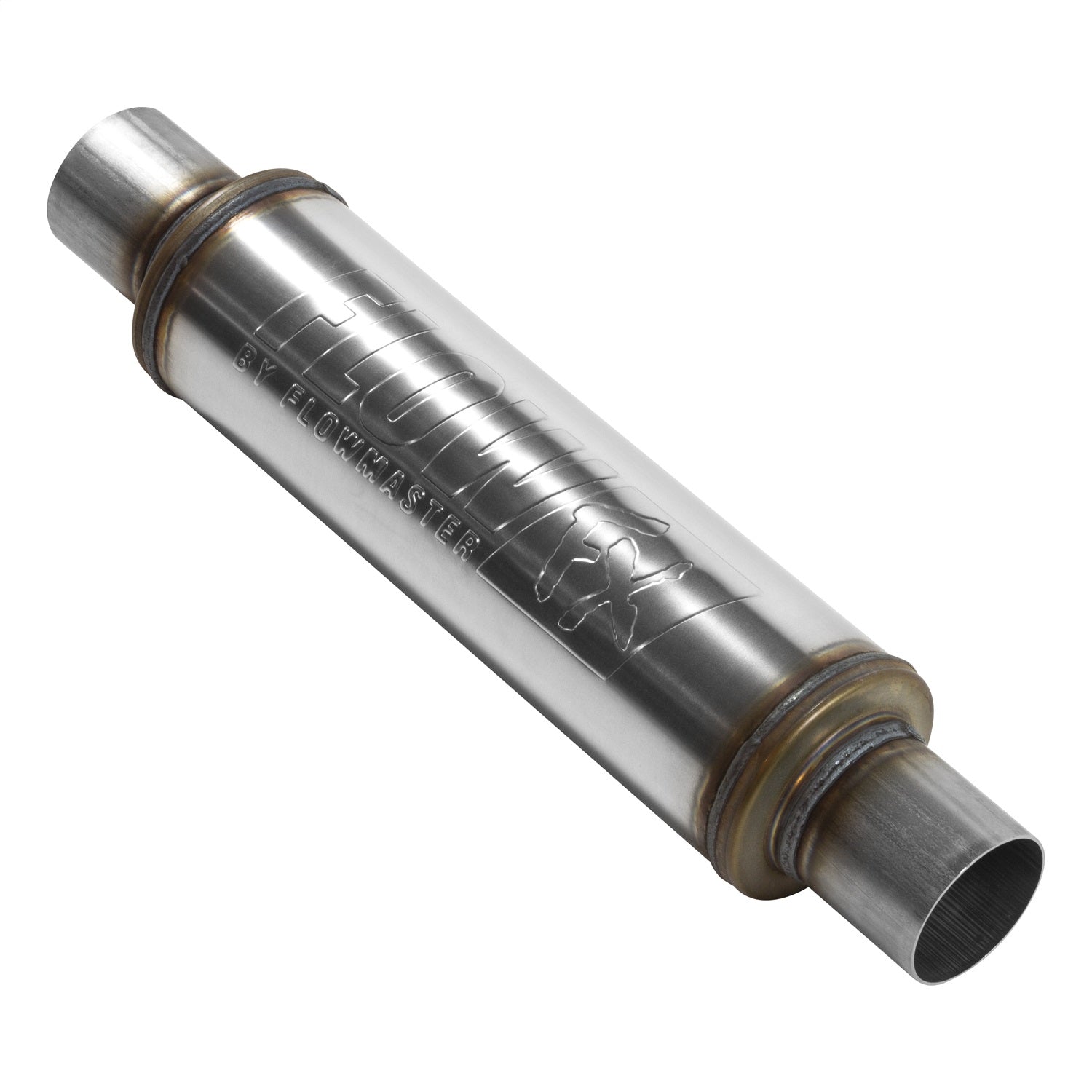 Flowmaster Flow FX Muffler - 2-1/2 in Center Inlet - 2-1/2 in Center Outlet - 14 x 4 in Round Body - 20 in Long - Stainless