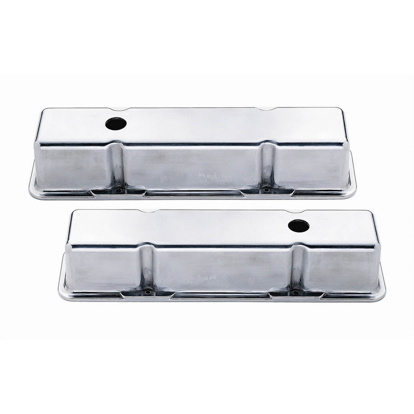 Mr. Gasket Tall Valve Cover - Baffled - Breather Hole - Cast - Polished - Small Block Chevy