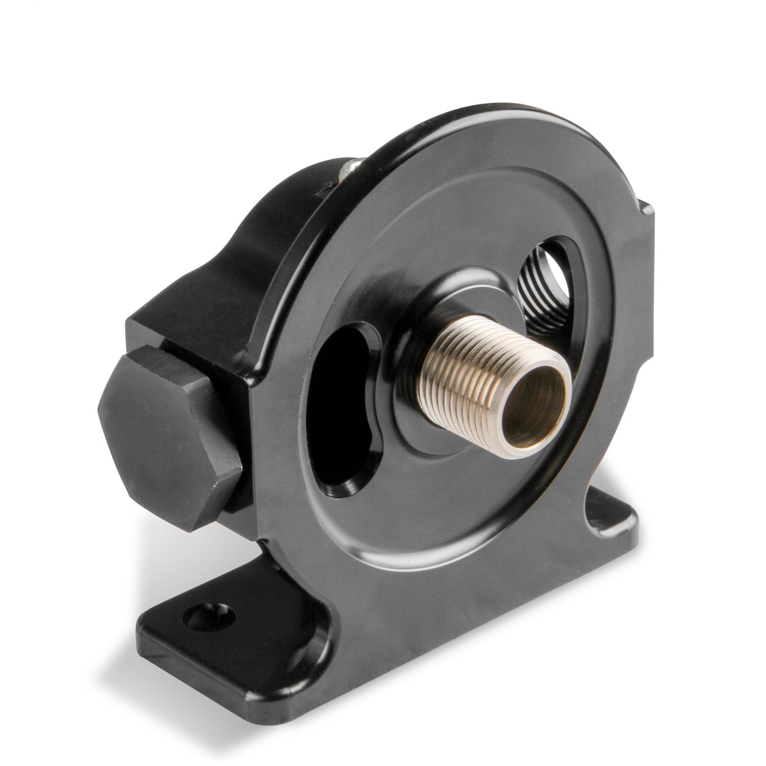 Earl's Remote Oil Filter Mount - 10 AN Female Ports - 1/8" NPT Port - 13/16-16" Filter Thread - Aluminum - Black