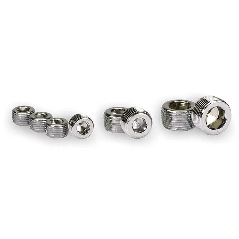 Moroso 3/8" NPT Chrome Pipe Plugs - (4 Pack)