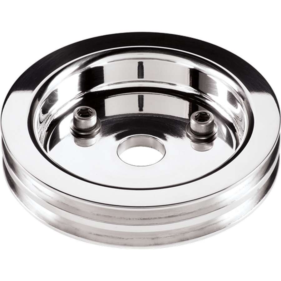 Billet Specialties Polished SB Chevy Double Groove Crankshaft Pulley - SB Chevy - Short Water Pump