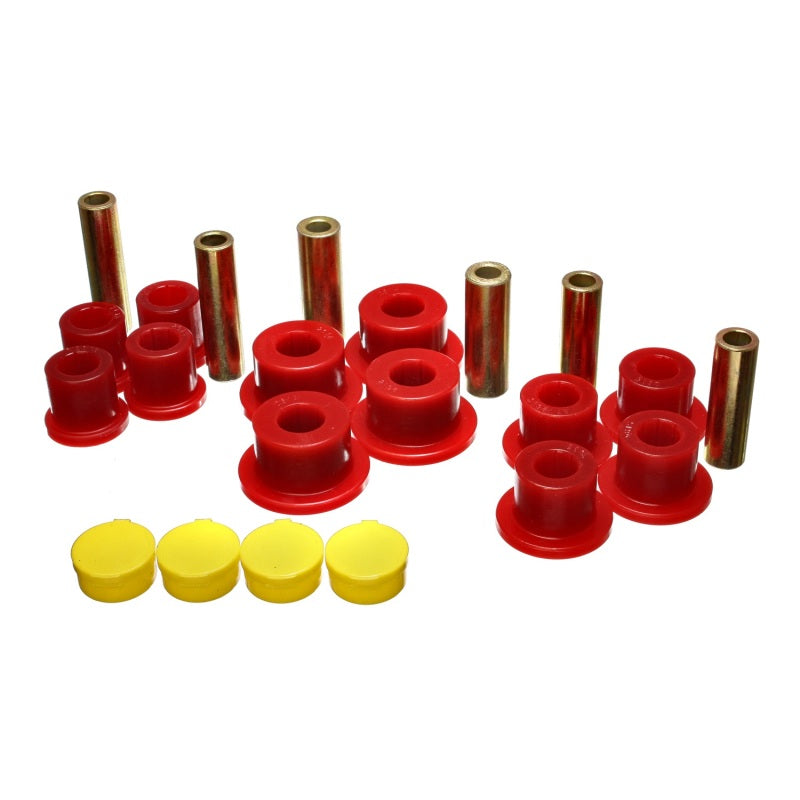 Energy Suspension Hyper-Flex Rear Leaf Spring Bushing Kit - Red / Cadmium - Dodge Ram Fullsize Truck 2002-05