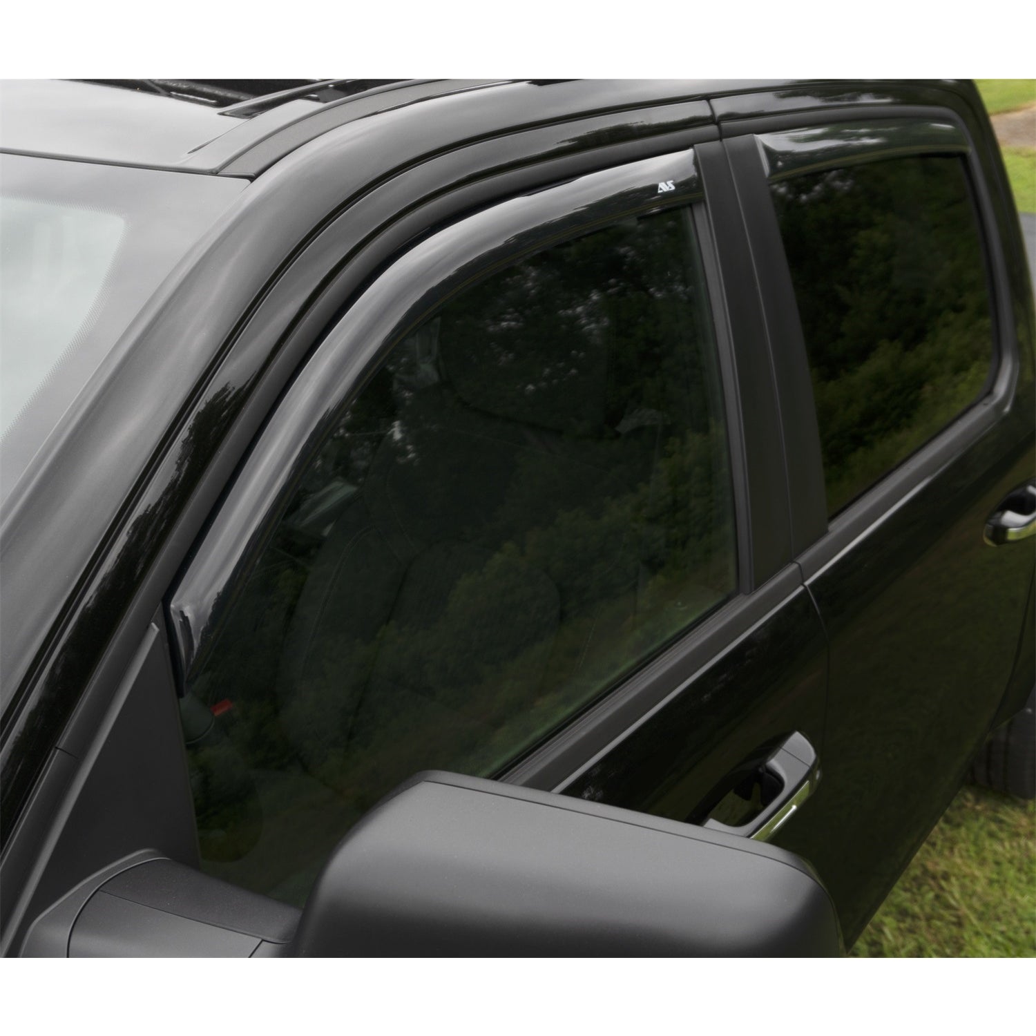 Auto Ventshade In-Channel Ventvisor Side Window Visor - Stick-On - Front/Rear - Plastic - Black - Crew Cab