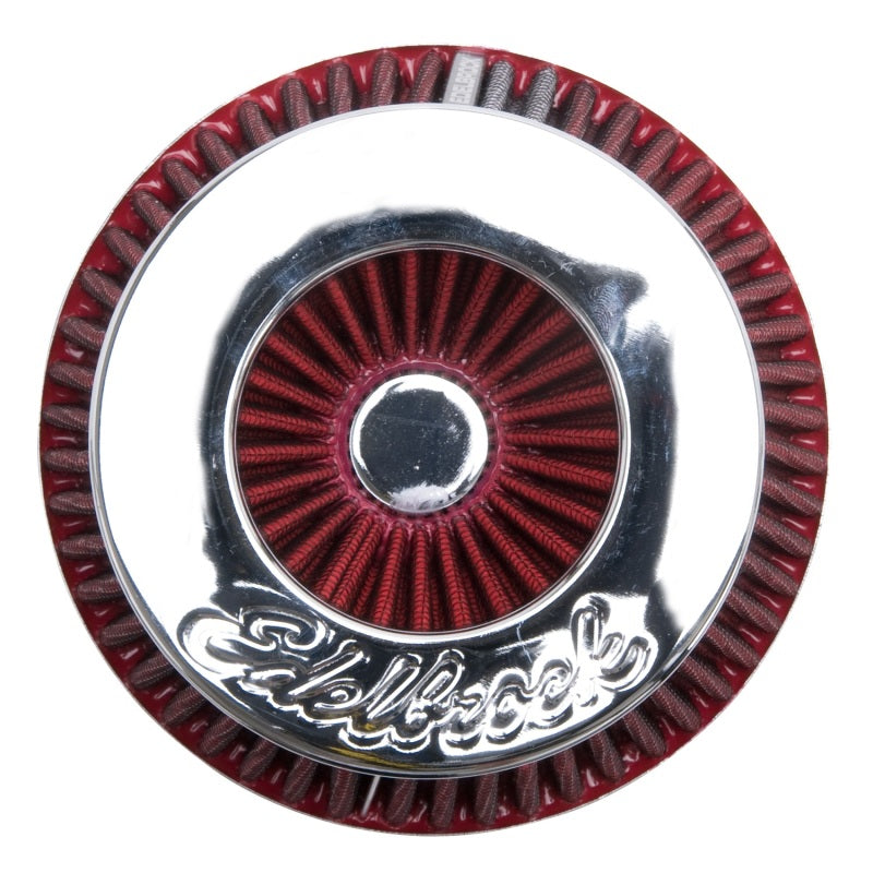 Edelbrock Pro-Flo Air Filter Element Conical 6" Base 4-3/4" Top Diameter - 10-1/2" Tall - Chrome/Red