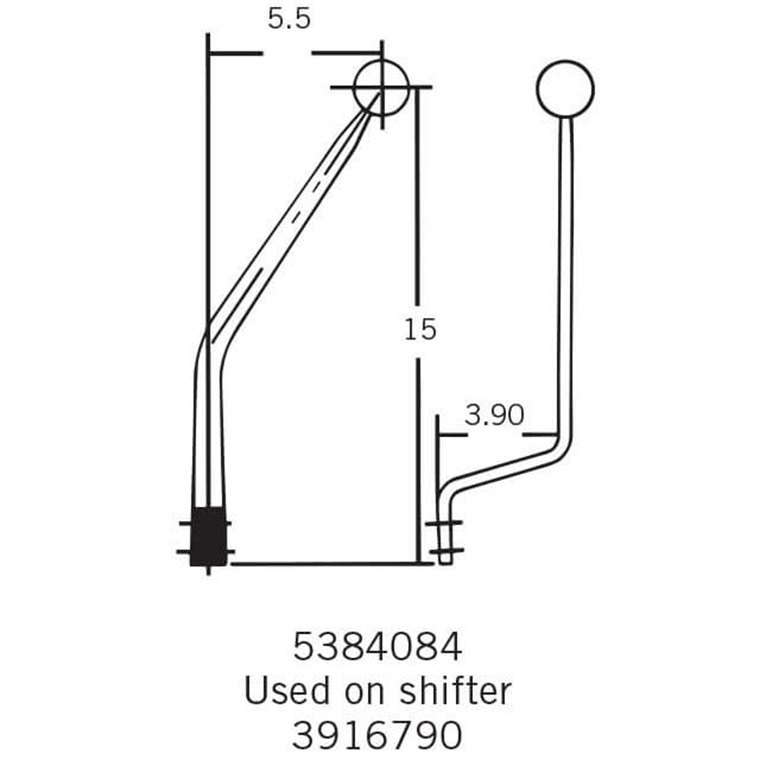 Hurst Competition Plus Single Bend Shifter Stick - 15 in - 3/8-16 in Thread - Chrome - Hurst Manual Shifters