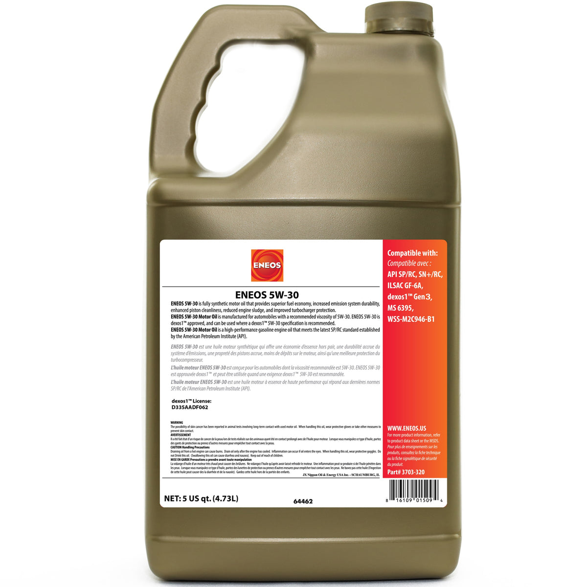 Eneos Full Synthetic Oil Dexos 1 5w30 5 Quart