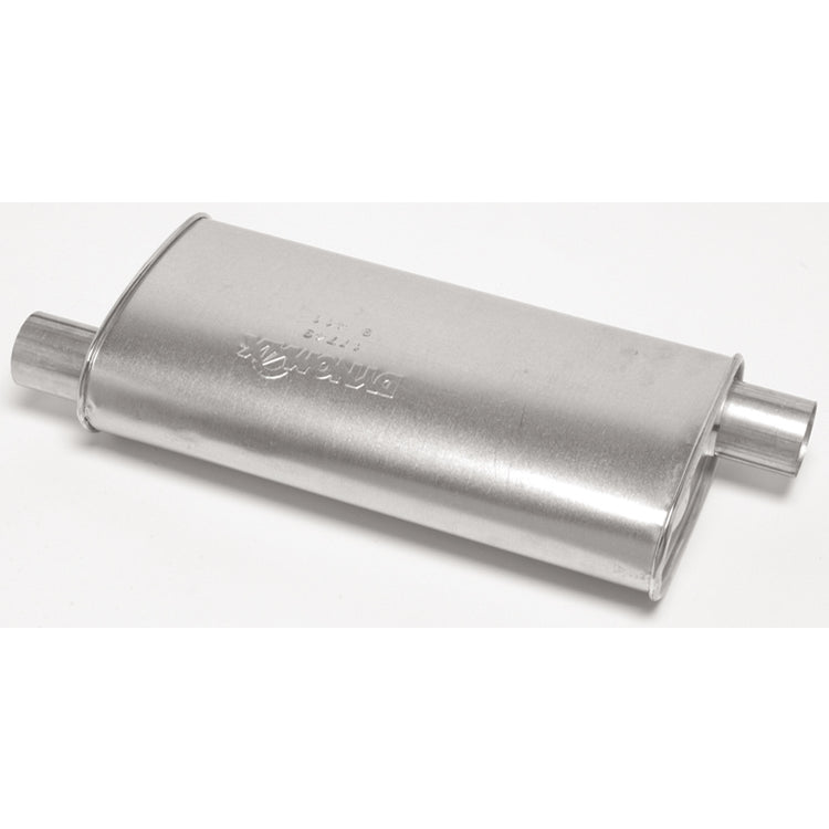 Thrush Super Turbo Muffler - 2-1/2 in Offset Inlet - 2-1/2 in Offset Outlet - 20 x 4-1/4 x 9-3/4 in Oval - 25-1/2 in Long