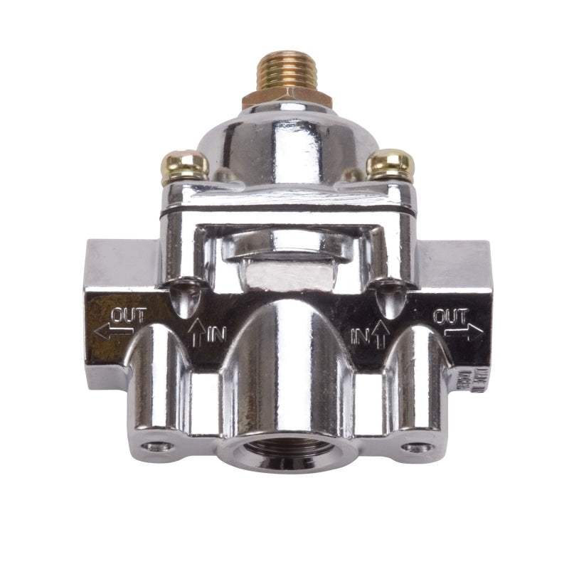 Edelbrock 5-10 psi Fuel Pressure Regulator Inline 3/8" NPT Inlets/Outlet 3/8" NPT Return - Bypass - Blue Anodize