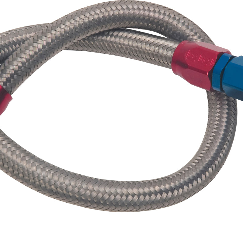 Edelbrock Mechanical Fuel Pump to Carburetor Fuel Supply Hose - 3/8 in NPT Male Inlet - 6 AN Male Outlet - Braided