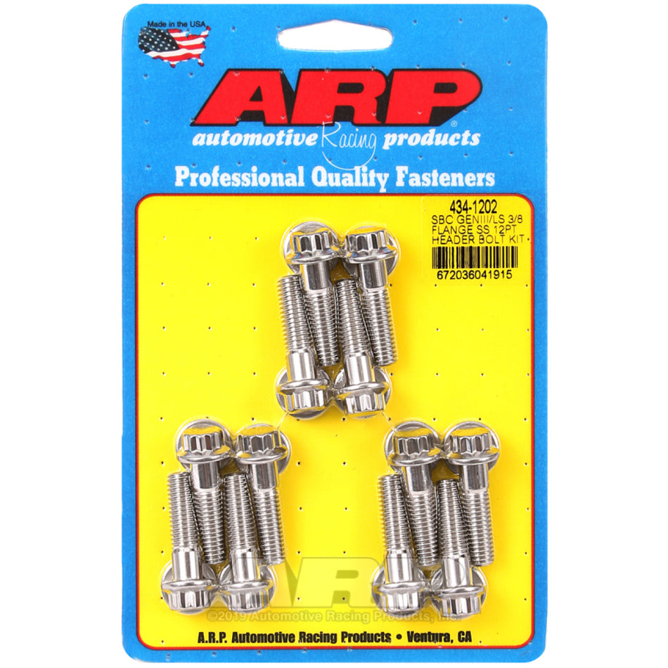 ARP Header Bolt - 8 mm x 1.25 Thread - 1.181 in Long - 12 Point Head - Polished - GM LS-Series - Set of 12