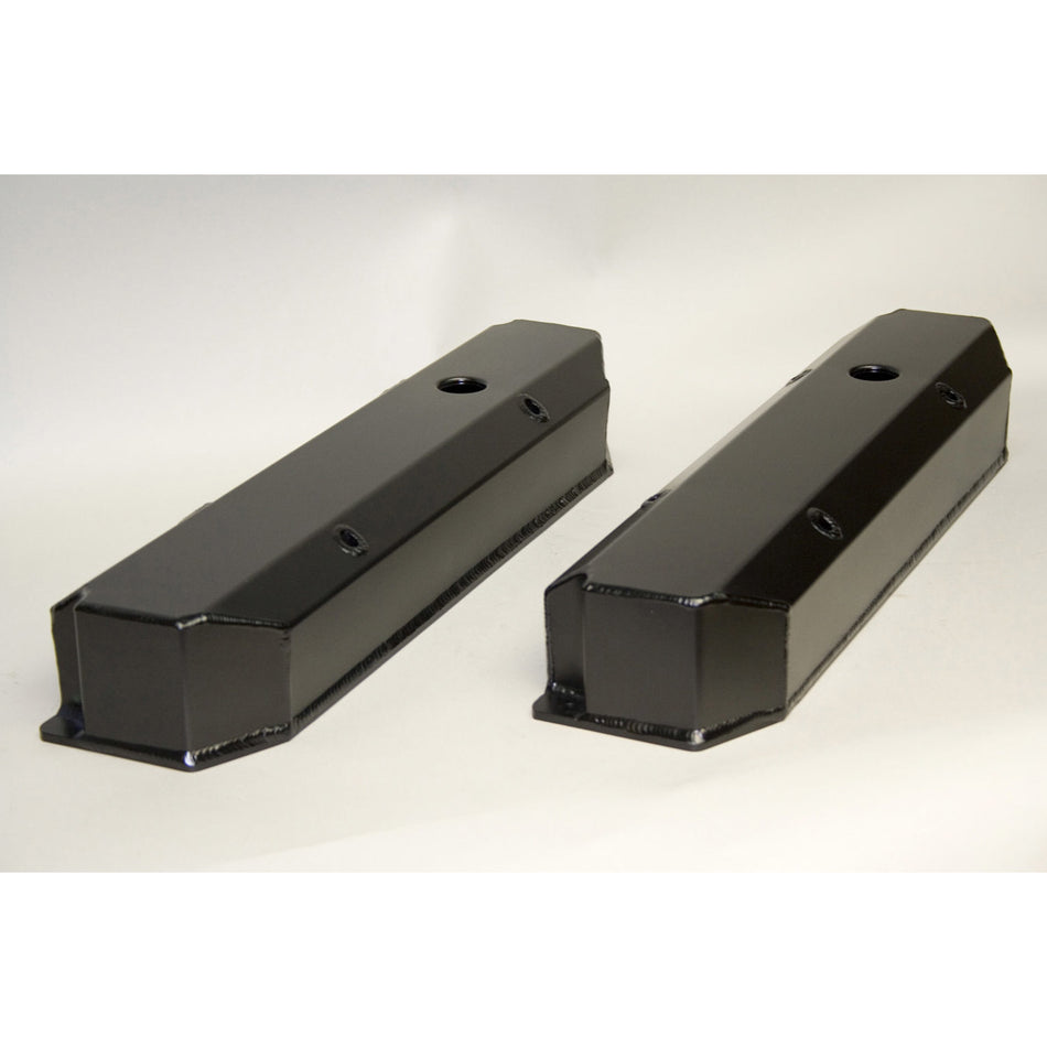 PRW INDUSTRIES Stock Height Valve Covers Breather Hole Hardware Aluminum - Black Anodize - Aftermarket Heads