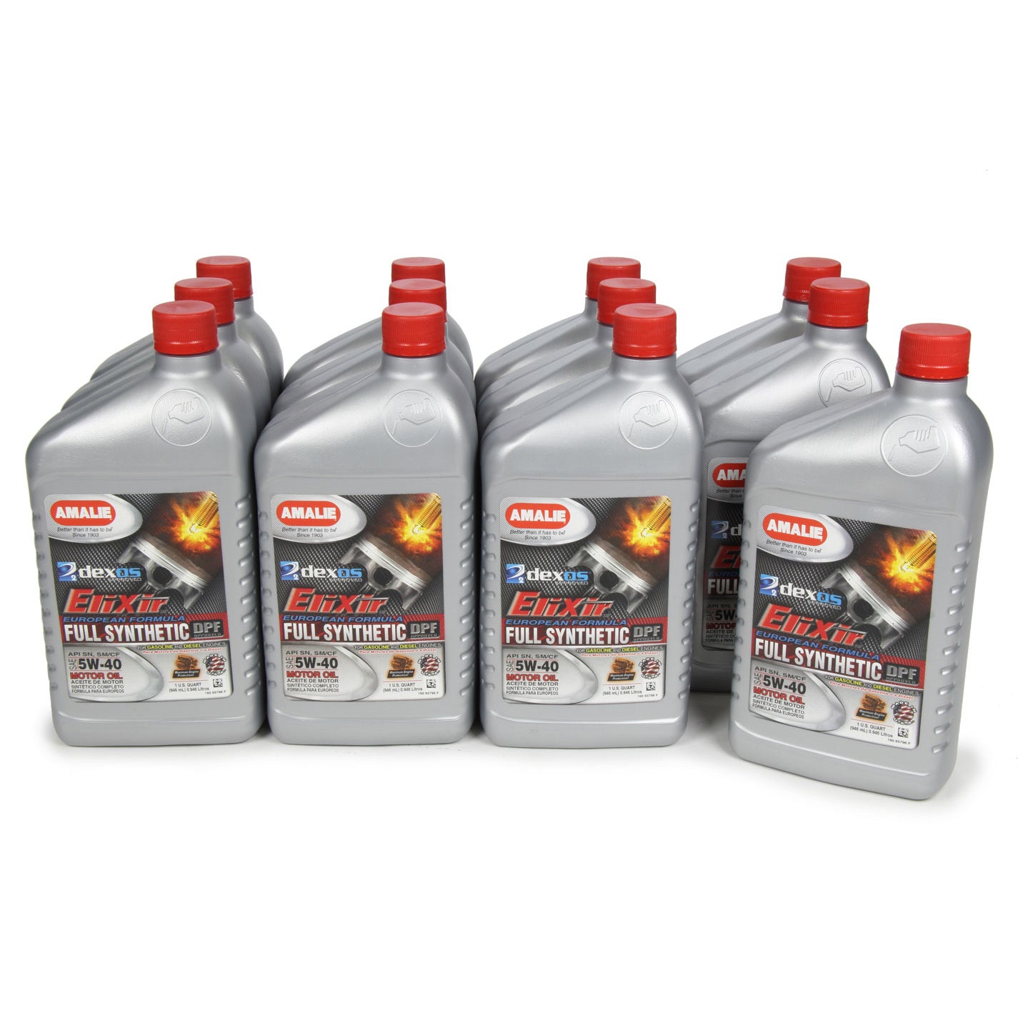 Amalie Elixir Motor Oil - 5W40 - Dexos2 - Synthetic - 1 Qt. Bottle - (Set of 12)