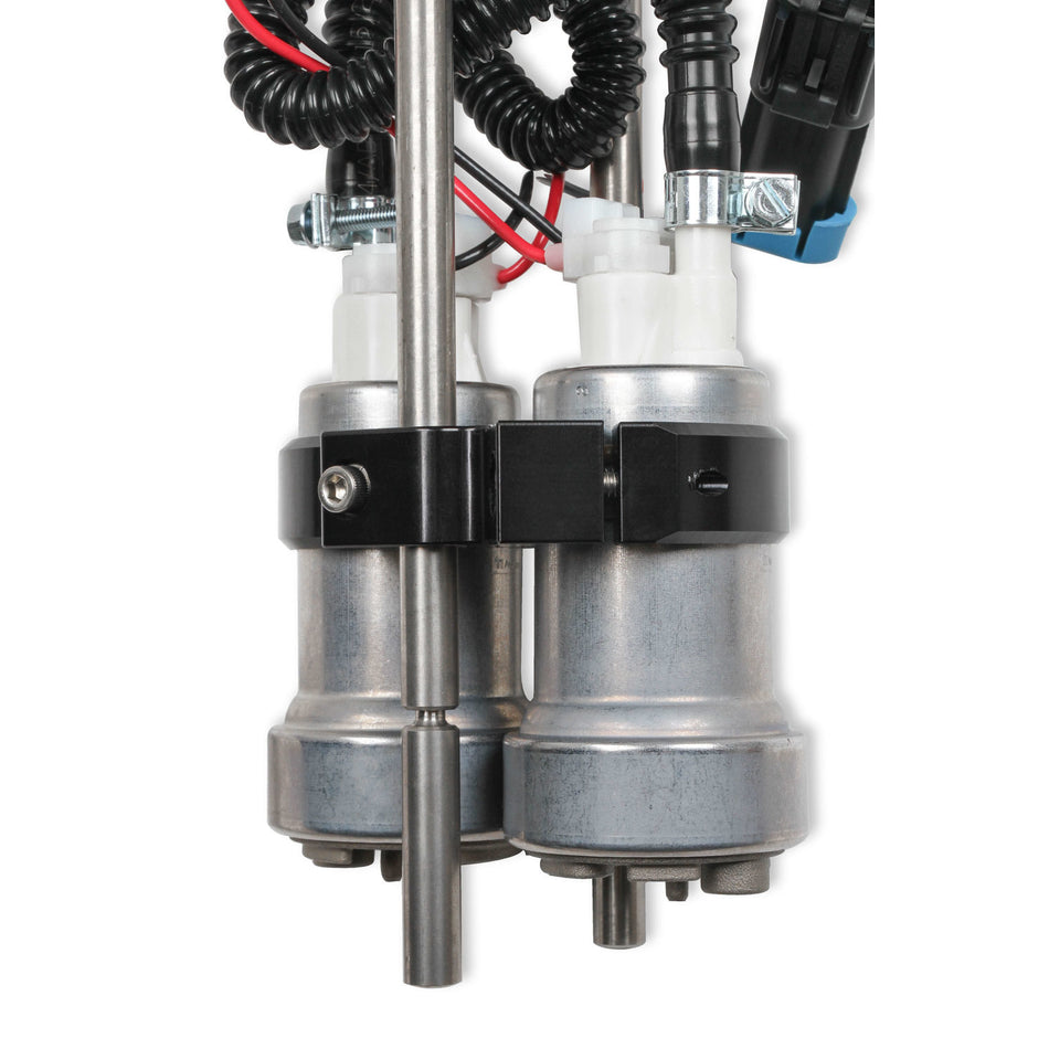 Holley Dual Electric Fuel Pump - In-Tank - 5-3/8 in 12-Bolt Flange - 450 lph - 8 AN Inlet - 10 AN Outlet - 7-1/2 to 12 in Depth