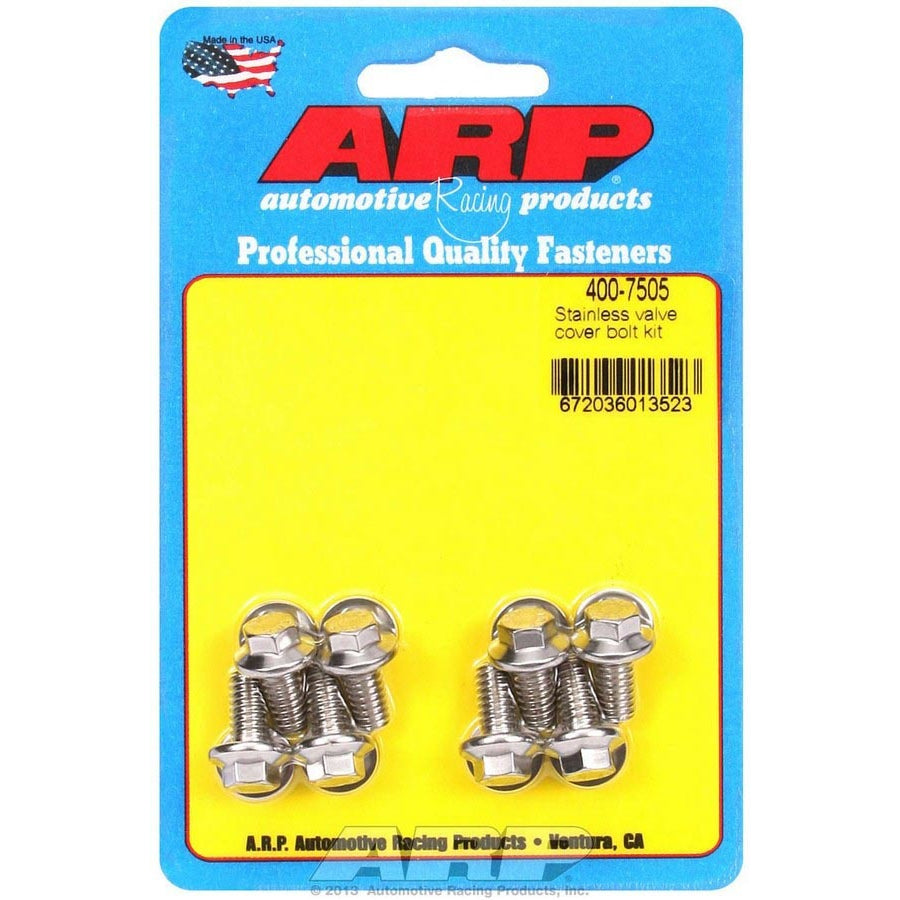 ARP Stainless Steel Valve Cover Bolt Kit - For Stamped Steel Covers - 1/4"-20 - .515" Under Head Length - Hex (8 Pieces)