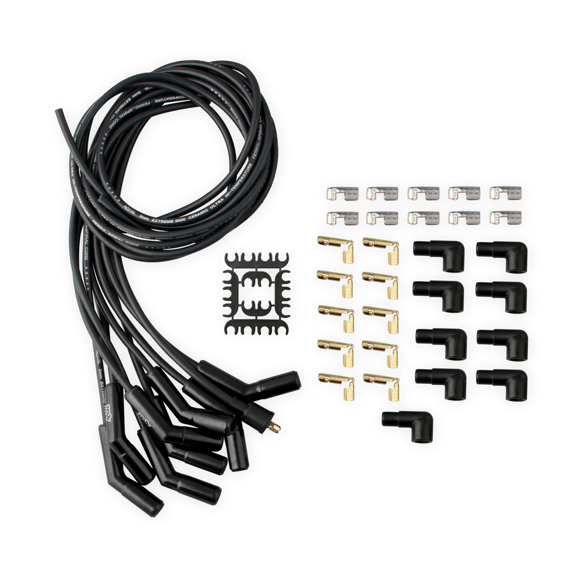 Accel Extreme 9000 Ceramic Spark Plug Wire Set - Spiral Core - 8 mm - Black - Factory Style Ceramic Plug Boots - Universal V8
