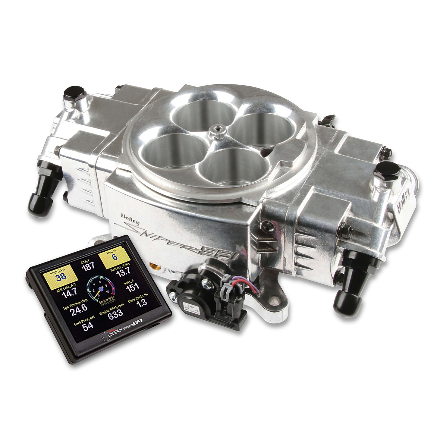 Sniper Stealth EFI Fuel Injection System - Throttle Body - Square Bore - Aluminum - Polished