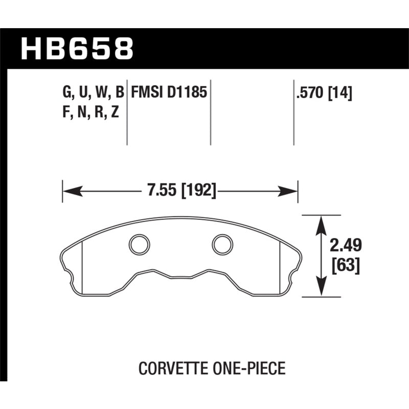 Hawk HPS Compound High Torque Front Brake Pads - Chevy Corvette 2006-13 - Set of 4 HB658F570