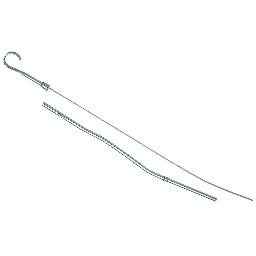 Trans-Dapt Engine Oil Dipstick - Solid Tube - Block Mount - 20 in Long - Chrome - Oldsmobile V8