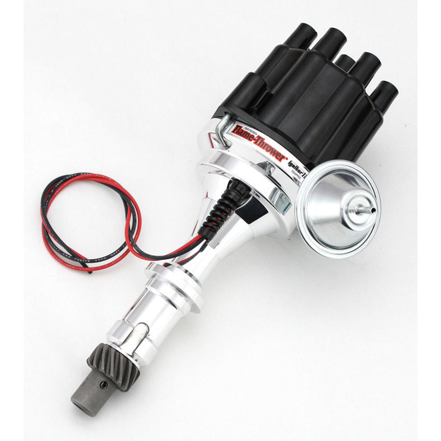 PerTronix Flame-Thrower Plug N Play Billet Distributor - Magnetic Pickup - Vacuum / Mechanical Advance - Socket Style - Black - Pontiac V8