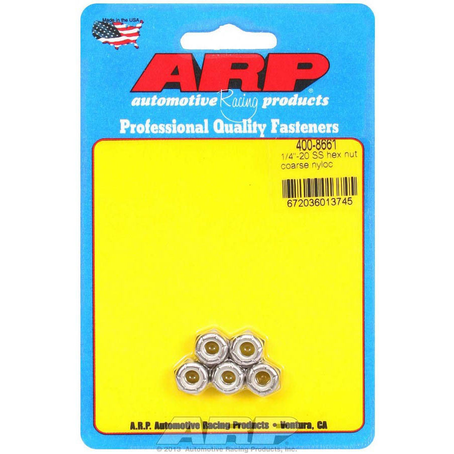 ARP Stainless Steel Hex Nyloc Nuts 1/4-20 (5)