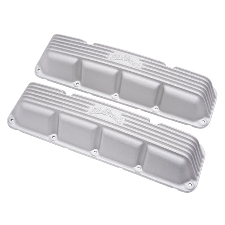 Edelbrock Classic Valve Covers Short Breather Hole Edelbrock Logo - Satin - AMC V8