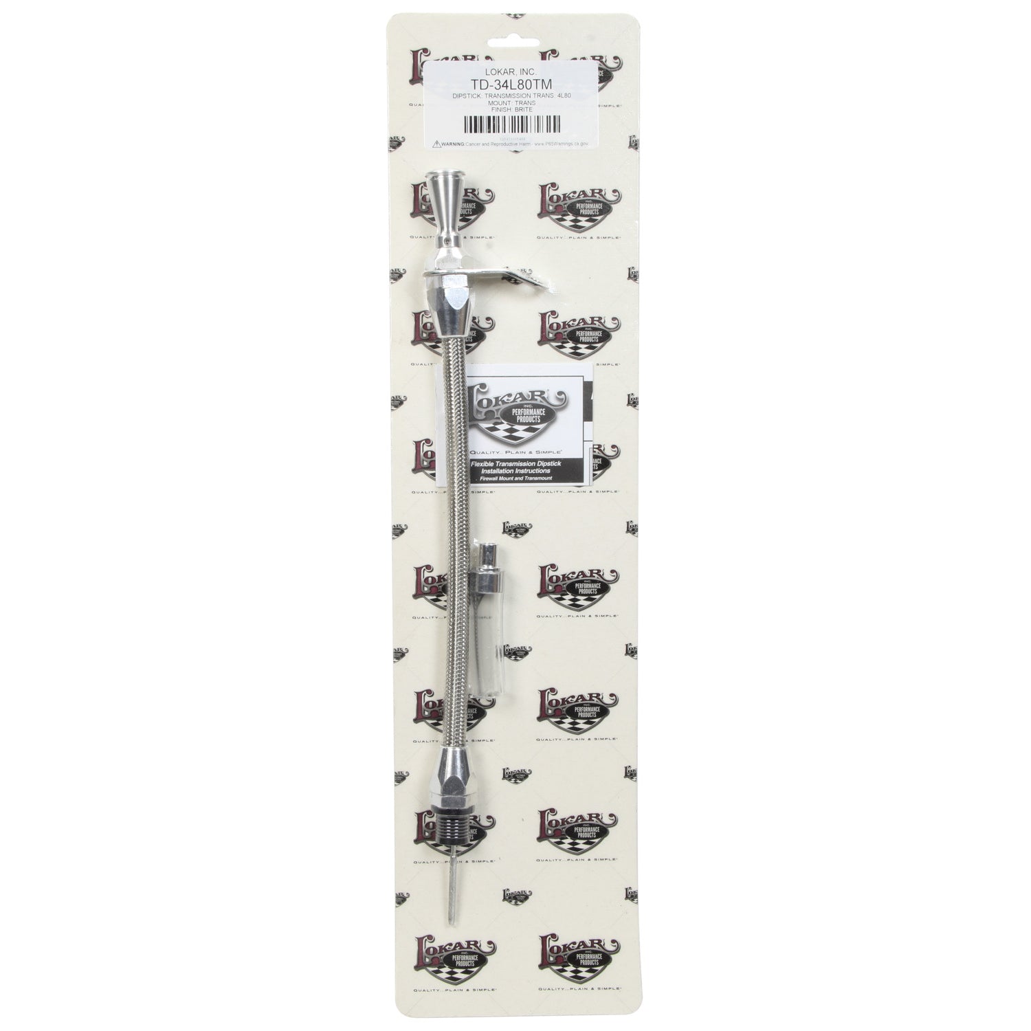 Lokar Hi-Tech Transmission Dipstick - Transmission Mount - Braided Stainless Housing - Aluminum - 4L80E