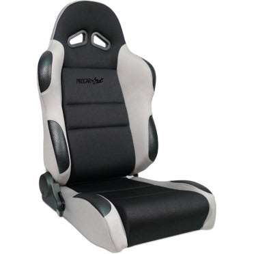 ProCar Sportsman Racing Seat - Right Side - Black Velour Inside - Gray Velour Wings and Bolsters