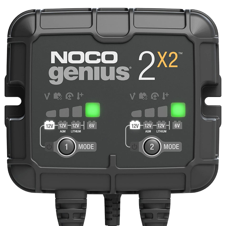 NOCO Genius Battery Charger - 12V - 4 amp - 2-Bank - Quick Connect Harness