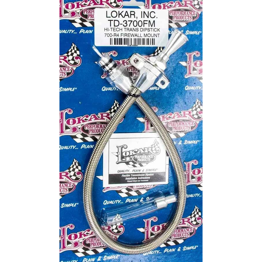 Lokar Hi-Tech Transmission Dipstick - Firewall Mount - Flexible - Braided Stainless Housing - 700R4