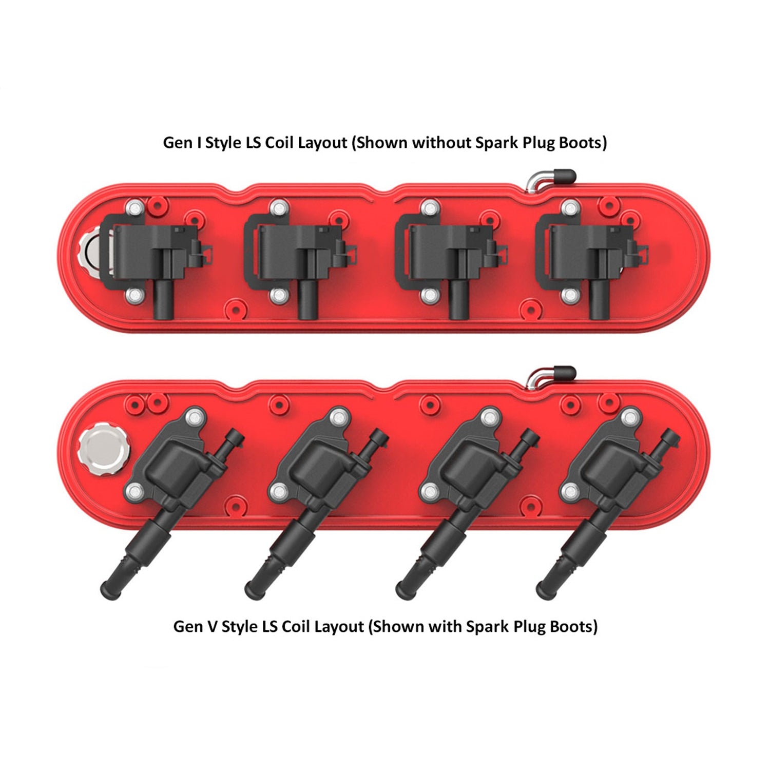 Holley Stock Height Valve Cover - Chevrolet Script - Aluminum - Red - GM LS-Series - (Pair)