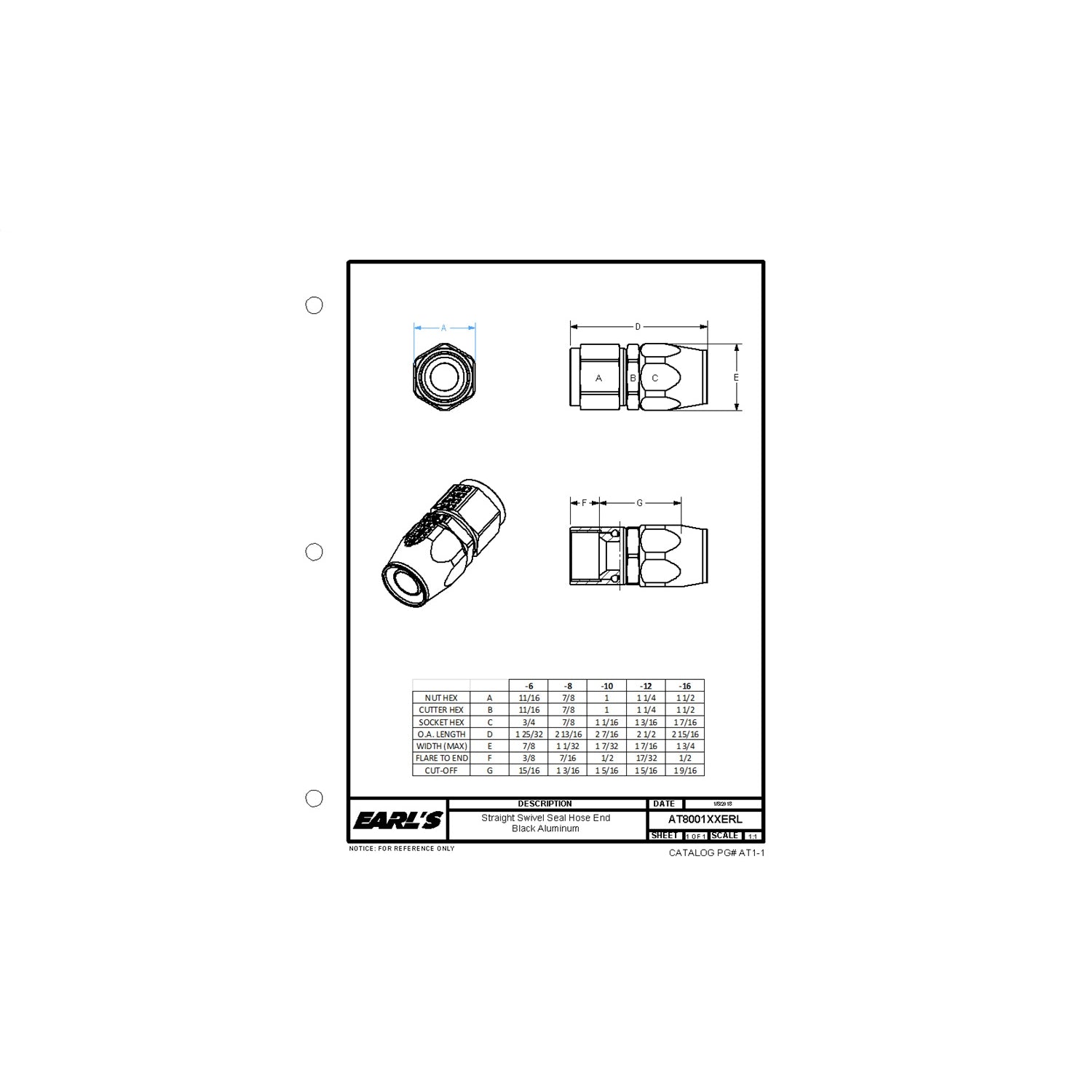 Earl's SwivelSeal AnoTuff Straight -08 AN Female to -08 AN Hose End
