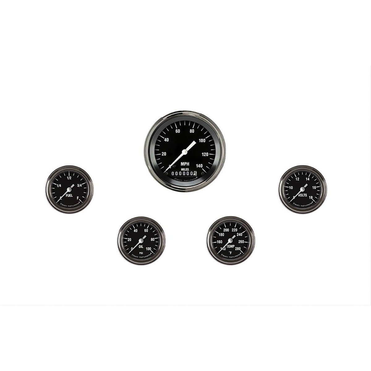 Classic Instruments Hot Rod Gauge Kit - Fuel/Oil Pressure/Speedometer/Voltmeter/Water Temperature