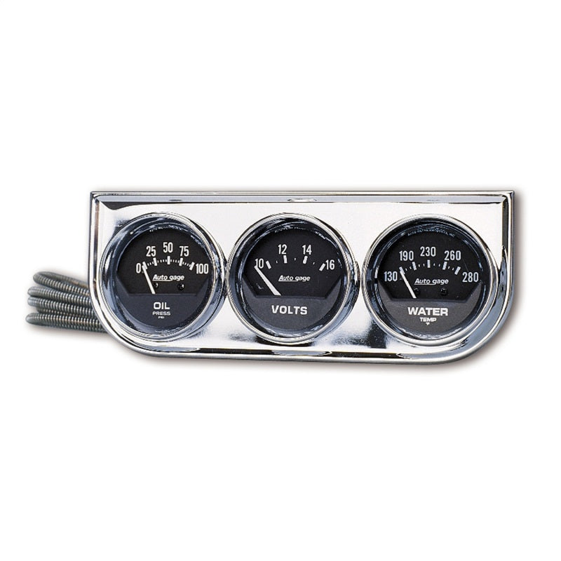 Auto Gage Black Oil / Water / Volt Chrome Console - 2-1/16 in.