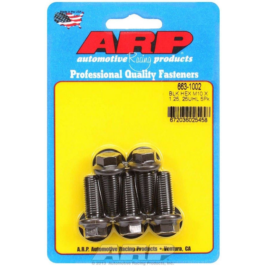 ARP Bolt - 25 mm Long - 12 mm Hex Head - Chromoly - Black Oxide - Universal - (Set of 5)