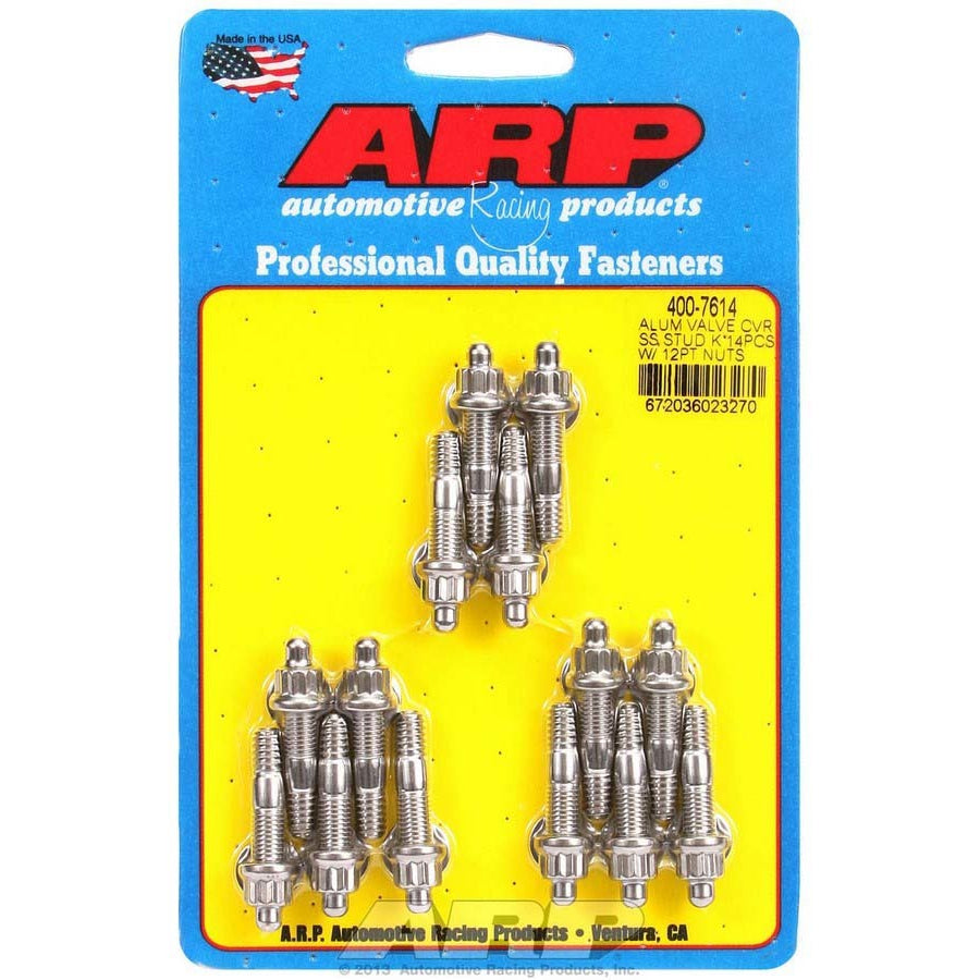 ARP Stainless Steel Valve Cover Stud Kit - For Cast Aluminum Covers - 1/4"-20 - 1.500" UHD - 12-Point (14 Pieces)