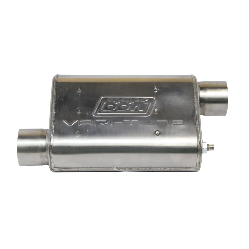 BBK Performance VariTune Muffler 2-1/2" Offset Inlet/Outlet 18 x 10 x 5" Oval Body 22" Long - Stainless