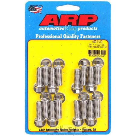 ARP Stainless Steel Header Bolt Kit - 3/8" x 1.00" Under Head Length (16 Pieces) - Hex