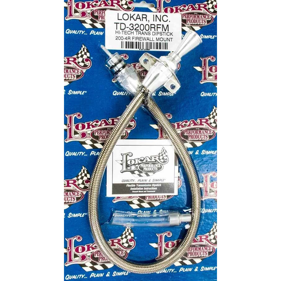 Lokar Hi-Tech Transmission Dipstick - Firewall Mount - Flexible - Braided Stainless Housing - 200-4R