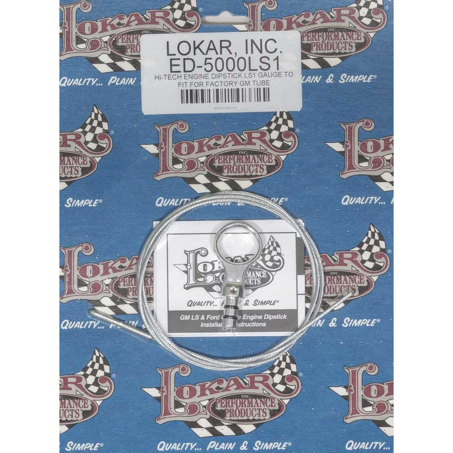 Lokar Braided Stainless Engine Oil Dipstick Aluminum Polished GM LS-Series - Each