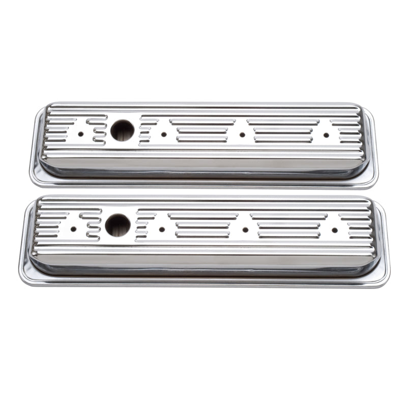 Edelbrock SB Chevy Signature Series Valve Cove Set - Chrome