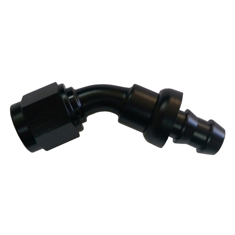 Triple X Race Co. Hose End Fitting 45 Degree 4 AN Hose to 4 AN Female Aluminum - Black Anodize