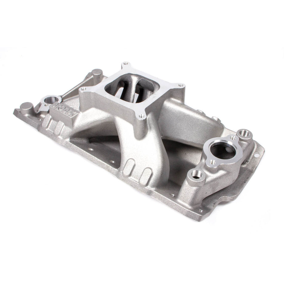 BRODIX Square Bore Intake Manifold Single Plane Aluminum Natural - Small Block Chevy