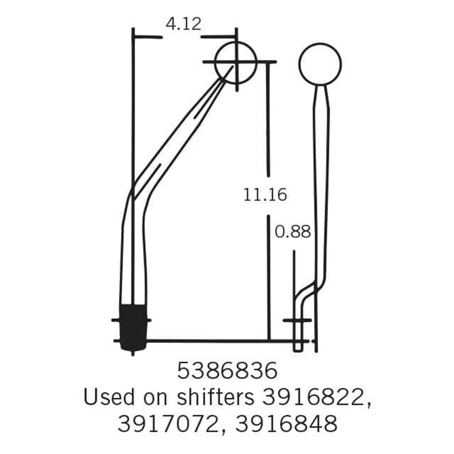 Hurst Competition Plus Single Bend Shifter Stick - 11.156 in - 3/8-16 in Thread - Chrome - Hurst Manual Shifters