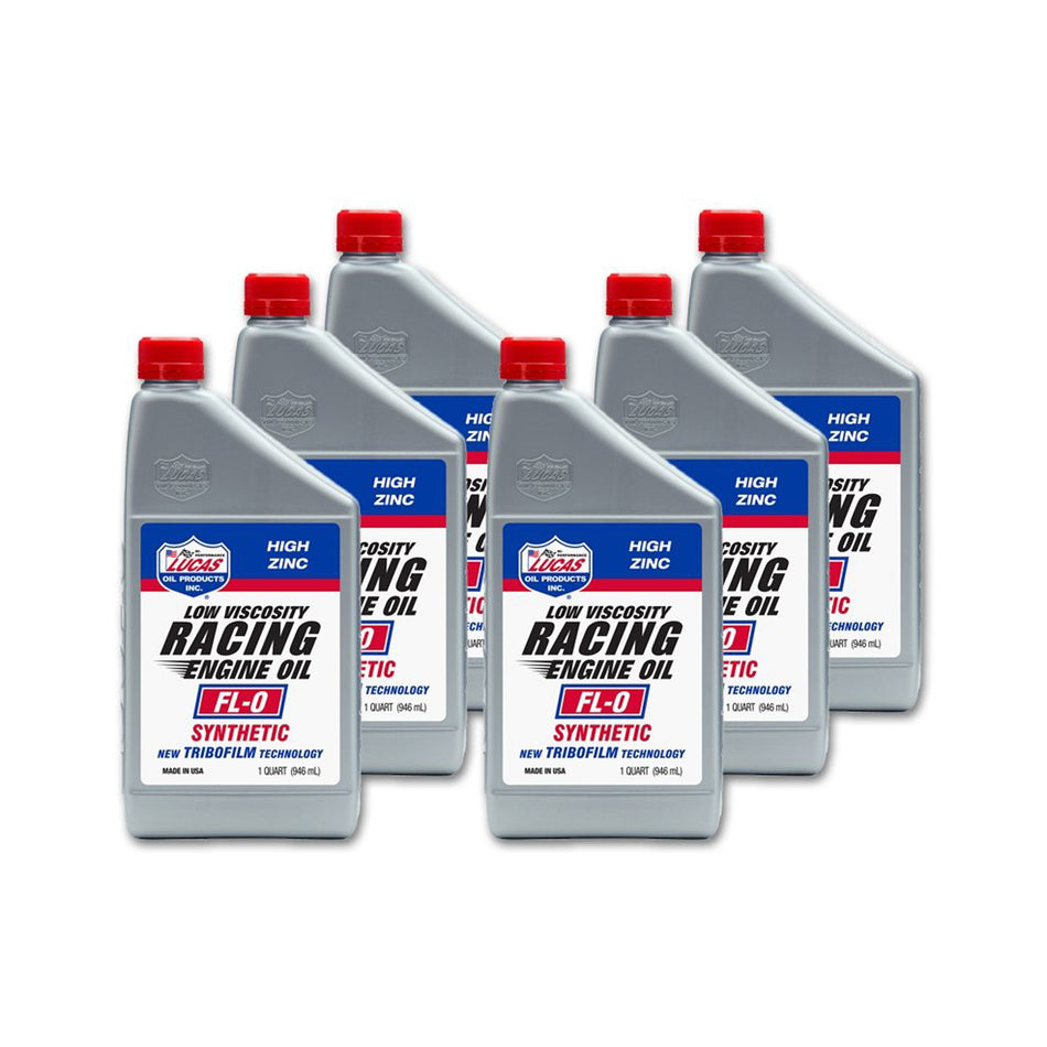 Lucas Racing Motor Oil - FL-0 - Synthetic - 1 qt Bottle - (Set of 6)