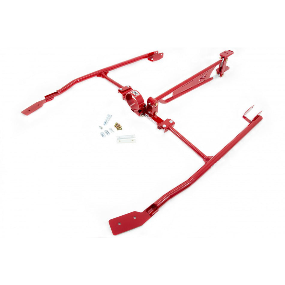 UMI Performance Subframe Connectors - Bolt-On - Driveshaft Safety Loop/Torque Arm - Steel - Red Powder Coat